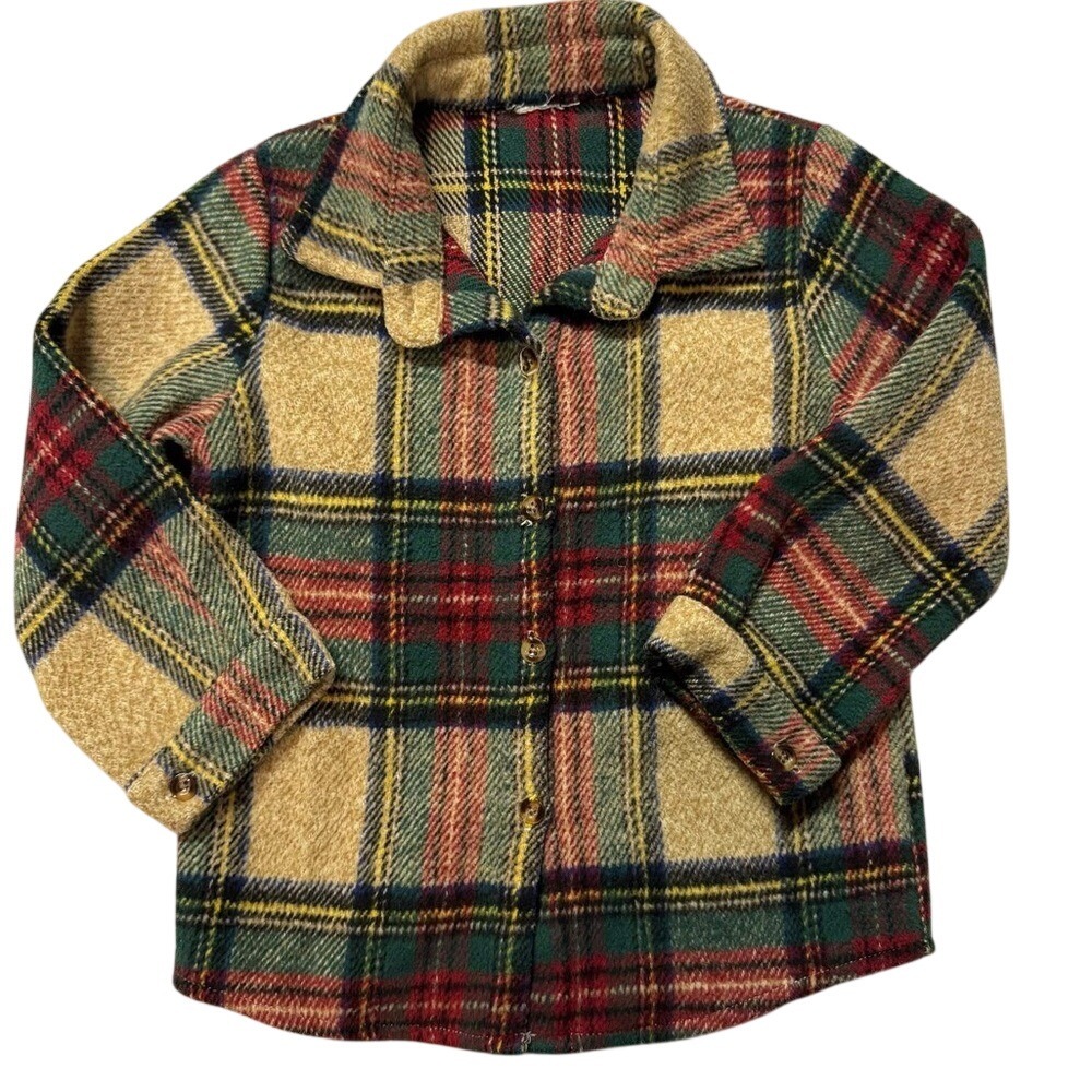 Source Unknown Plaid Button Down Shirt - Red, Green, Tan